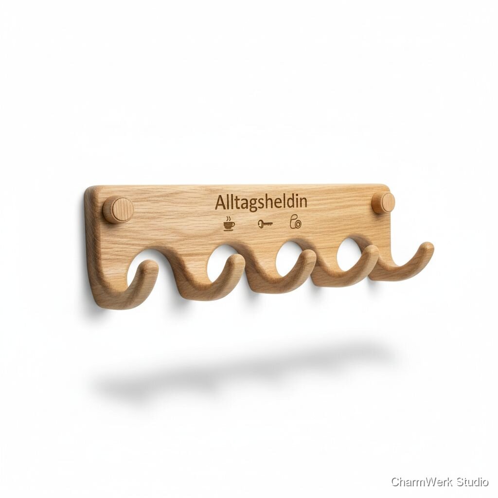 CNC-Wandhakenleiste „Alltagsheldin“ für Küche oder Flur