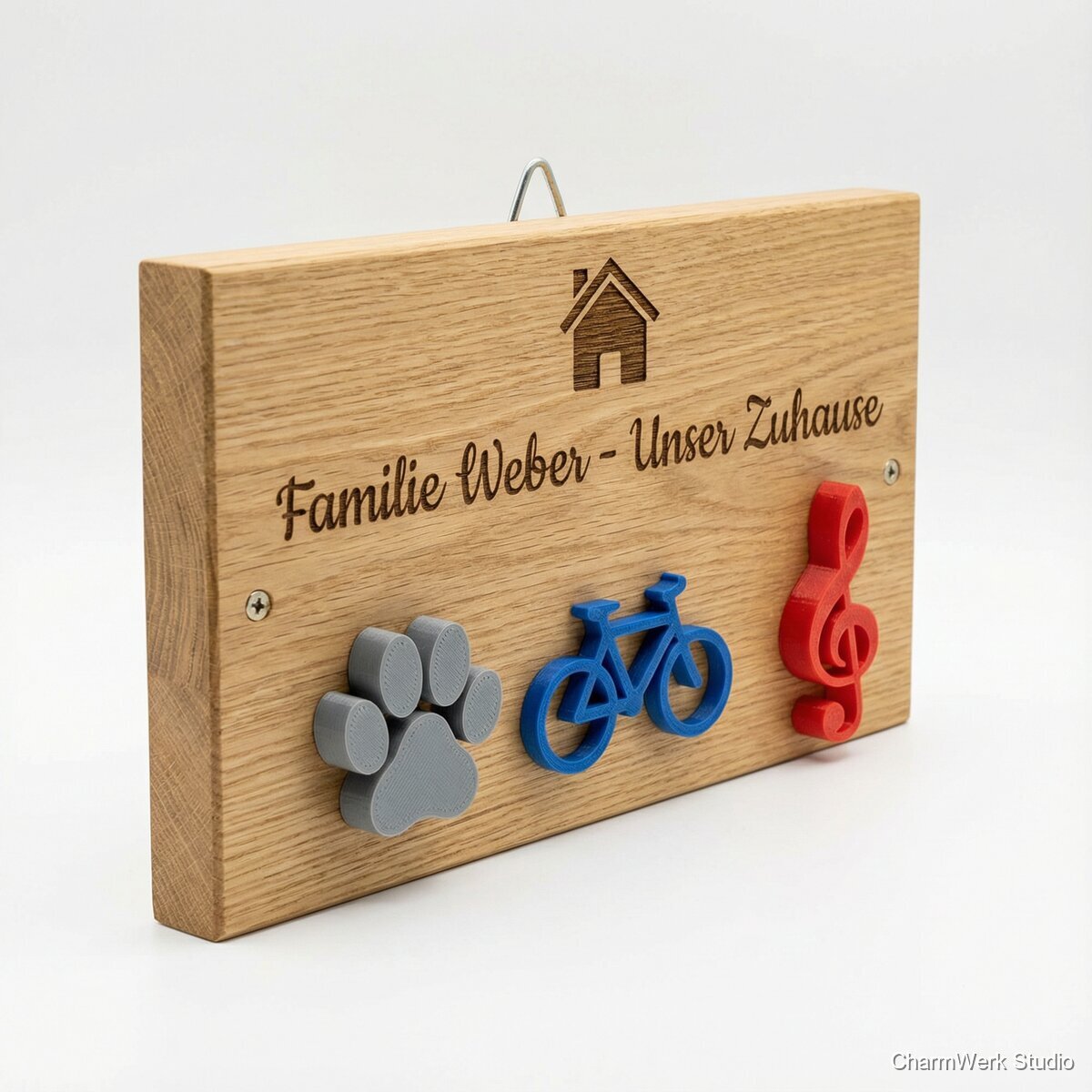 Schlüsselbrett mit 3D-gedruckten Wunschhaken - Seitenansicht