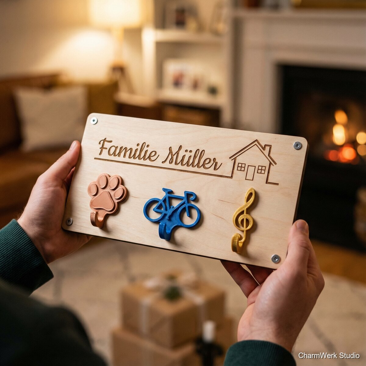 Schlüsselbrett mit 3D-gedruckten Wunschhaken - Lifestyle