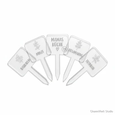 Acryl-Namensschild für Kräutertöpfe „Mamas Küche“