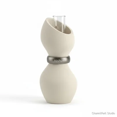 3D-gedruckte Vase „Minimal Curve“ mit Namensring