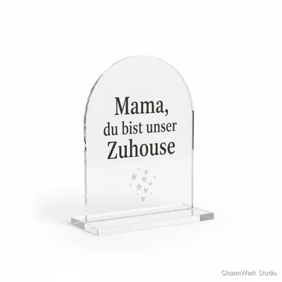 Acryl-Tischaufsteller „Mama, du bist unser Zuhause“ im Bogenformat
