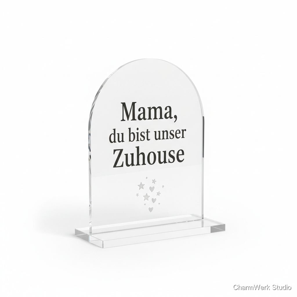 Acryl-Tischaufsteller „Mama, du bist unser Zuhause“ im Bogenformat