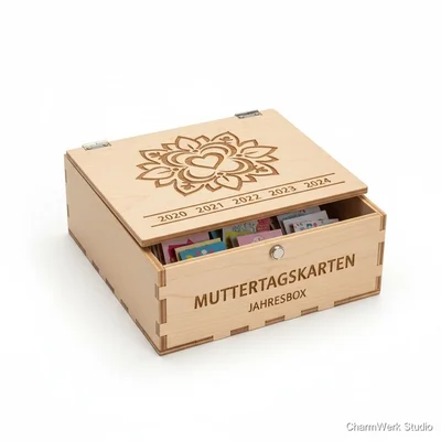 CNC-gefräste „Erinnerungsbox“ für Muttertagskarten (Jahresbox)