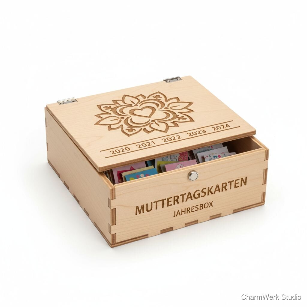 CNC-gefräste „Erinnerungsbox“ für Muttertagskarten (Jahresbox)