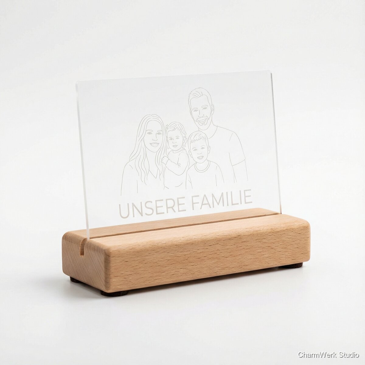 Fotoständer aus Holz mit Acryl-Fotooverlay