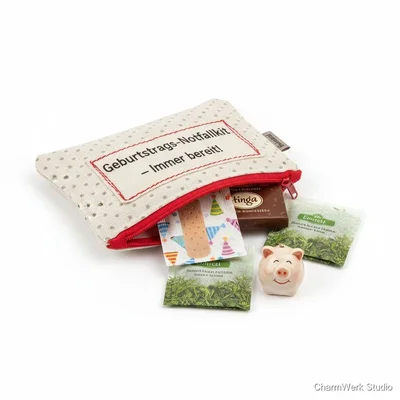 Geburtstags-Notfallkit in genähter Mini-Tasche
