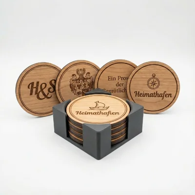 Getränke-Untersetzer Set mit Steck-Organizer