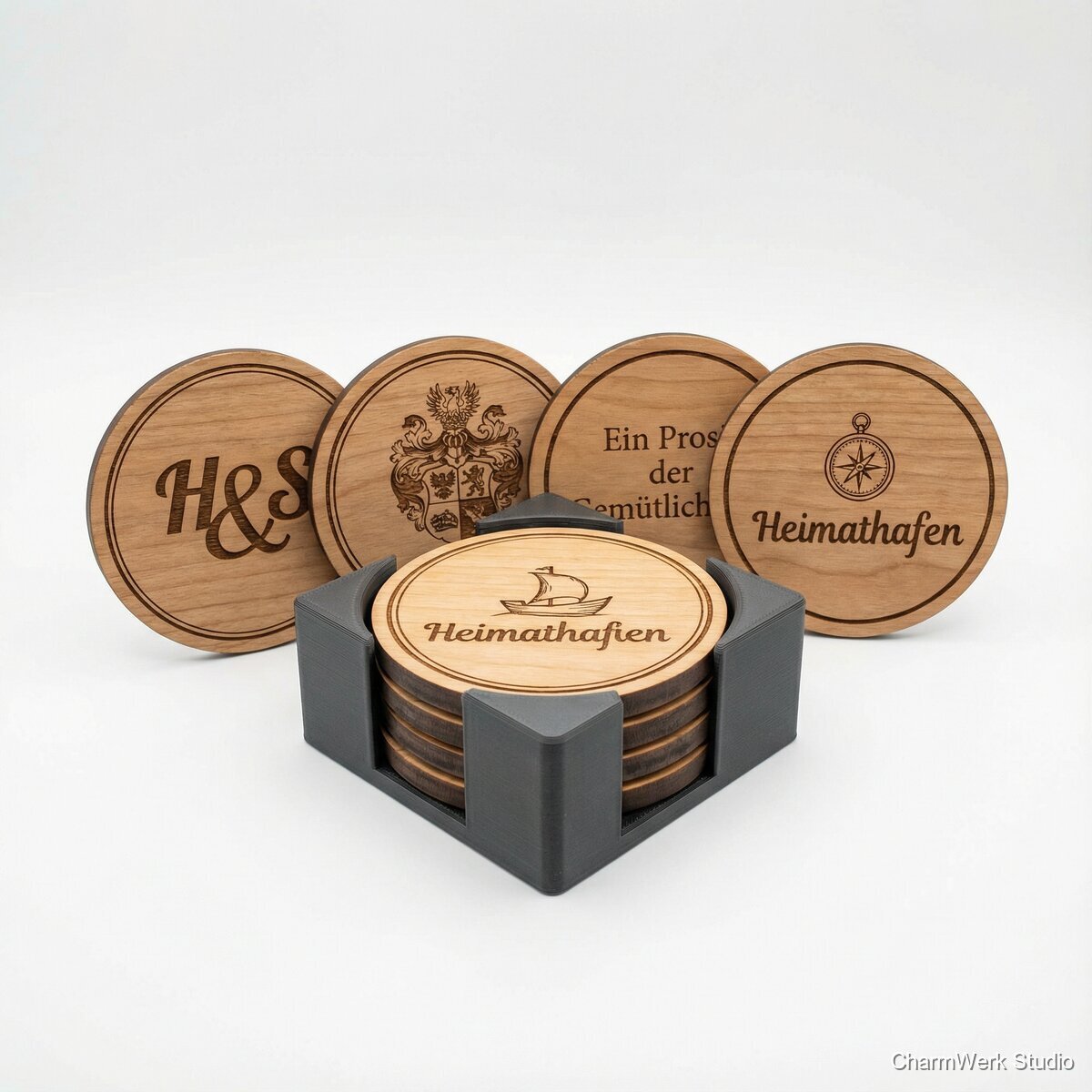 Getränke-Untersetzer Set mit Steck-Organizer