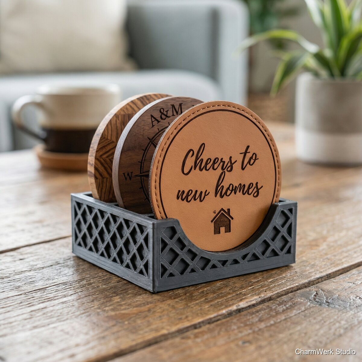 Getränke-Untersetzer Set mit Steck-Organizer - Detailansicht