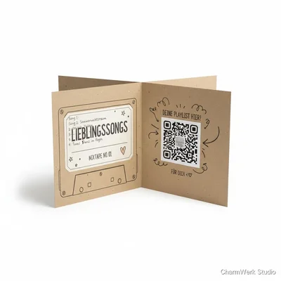 Handgefertigtes „Lieblingssongs“-Mixtape als Klappkarte