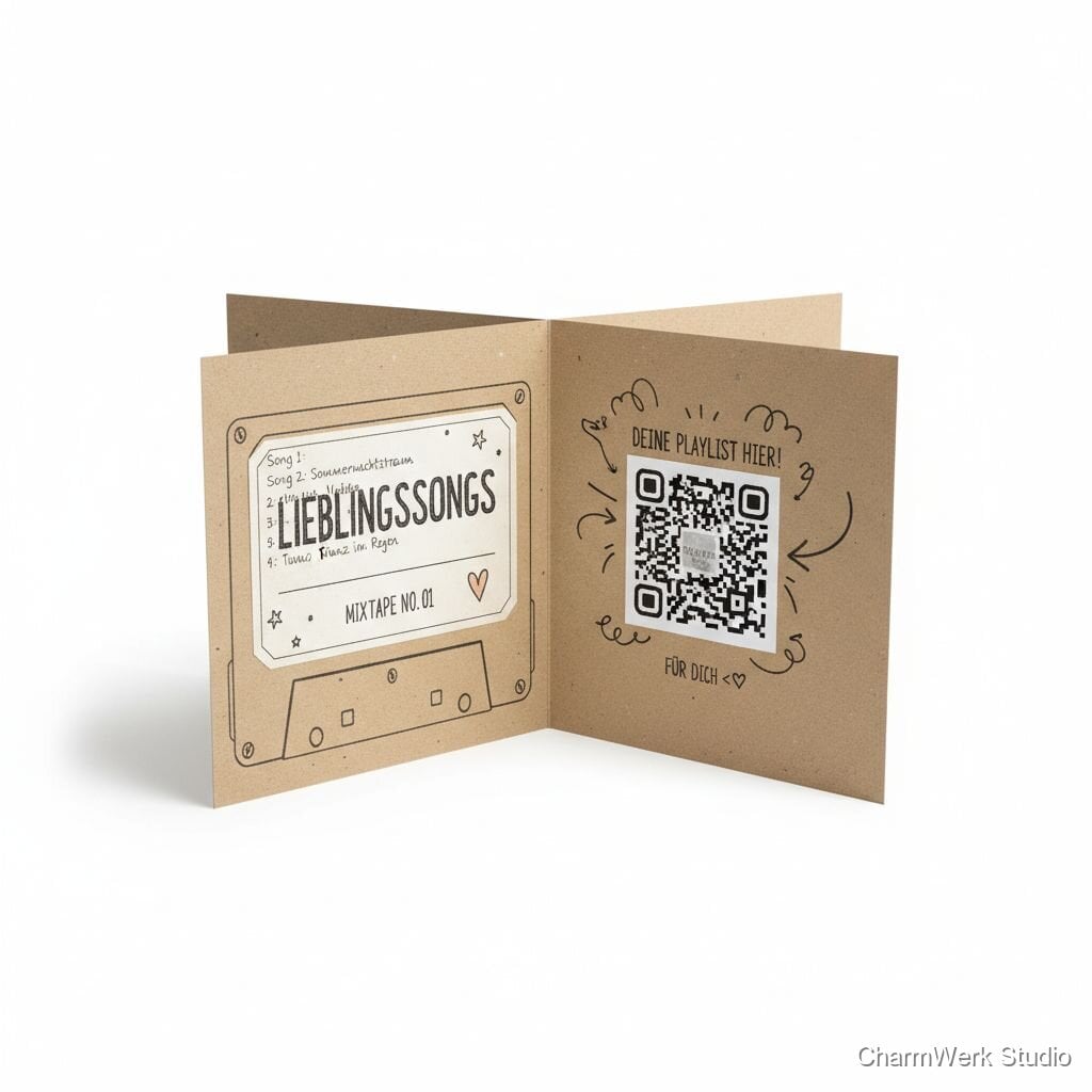 Handgefertigtes „Lieblingssongs“-Mixtape als Klappkarte
