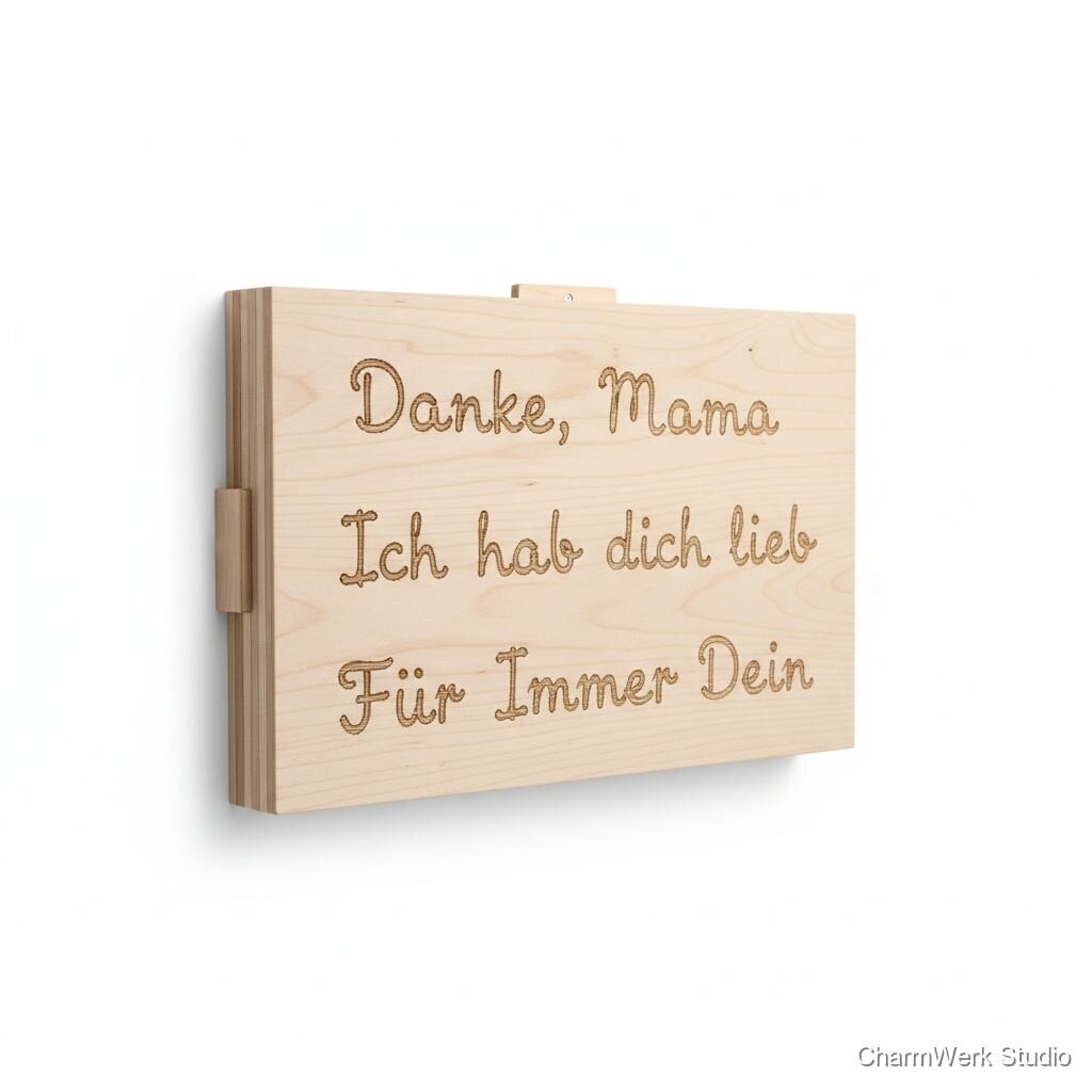 CNC-Fräsbild „Familienhandschriften“ auf Holzplatte