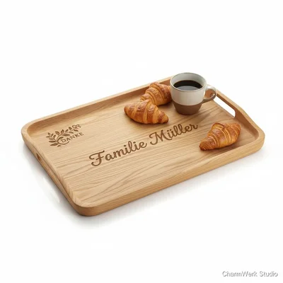 Personalisierte Frühstücks-Tablettplatte mit Namenfräsung