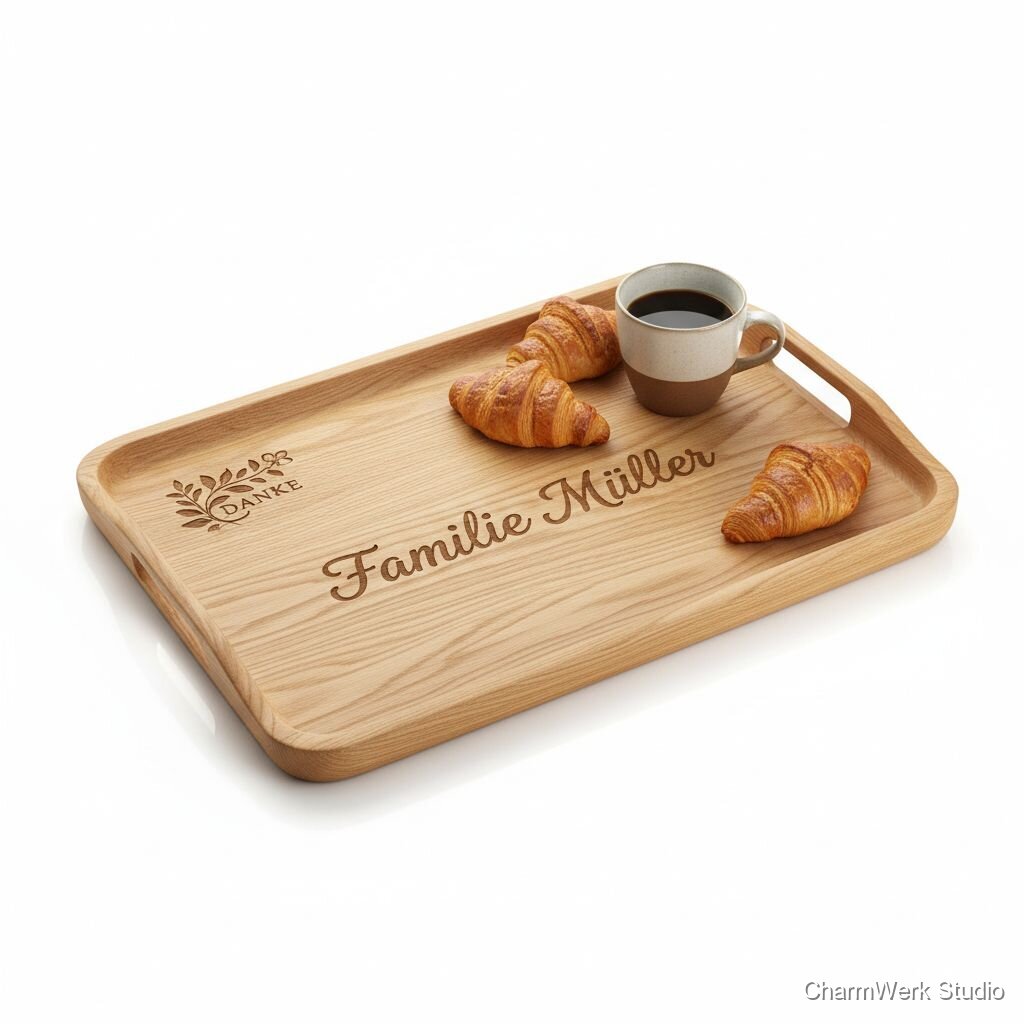Personalisierte Frühstücks-Tablettplatte mit Namenfräsung