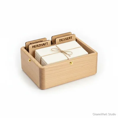 CNC-Rezeptkarten-Box mit gefrästen Registerreitern