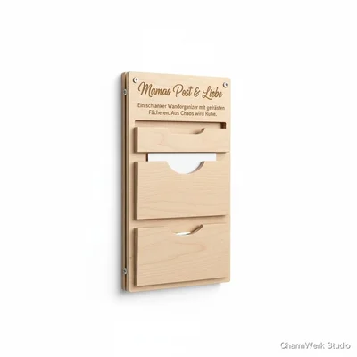 Wandorganizer „Mamas Post & Liebe“ mit gefrästen Fächern