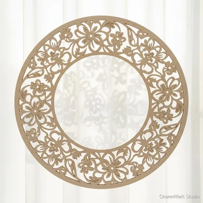 CNC-Fensterbild „Blütenkreis“ als Sonnenfänger-Rahmen