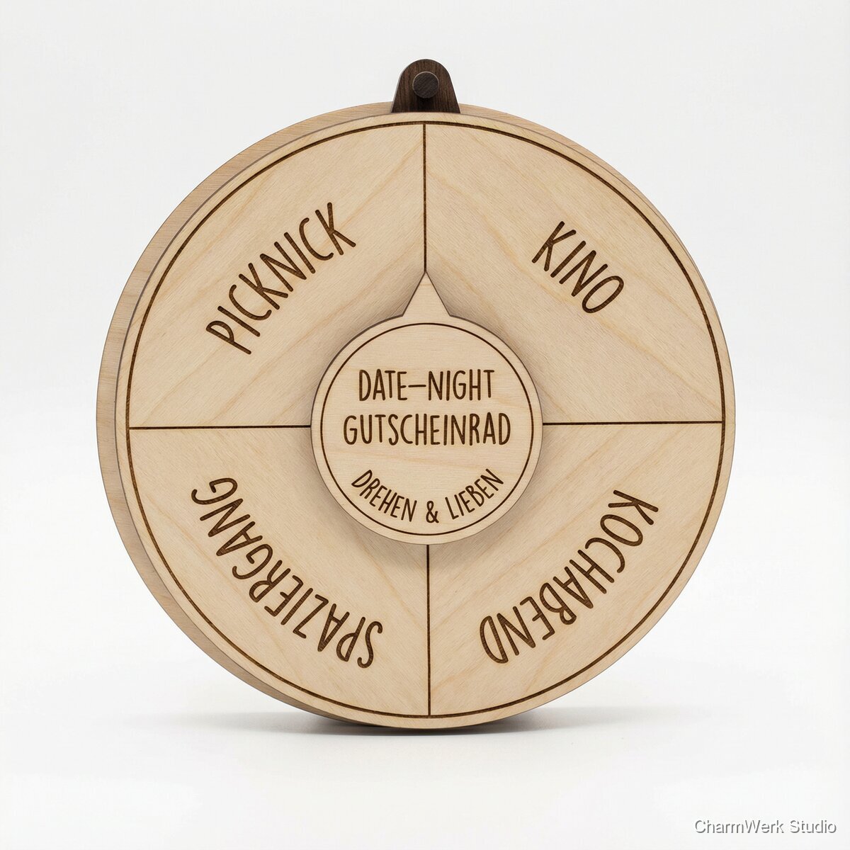 Lasergraviertes „Date-Night“-Gutscheinrad