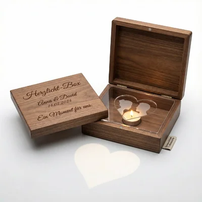 Herzlicht-Box mit Schattenbild und Namen