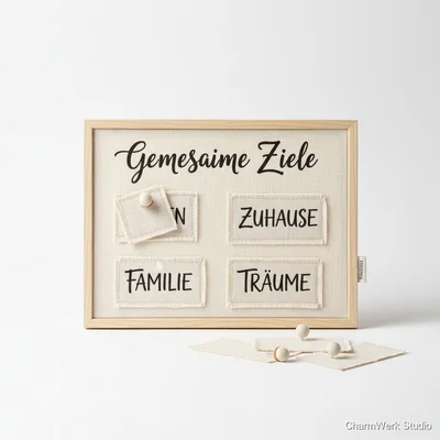 Handgemachte „Gemeinsame Ziele“-Tafel aus Stoff auf Keilrahmen