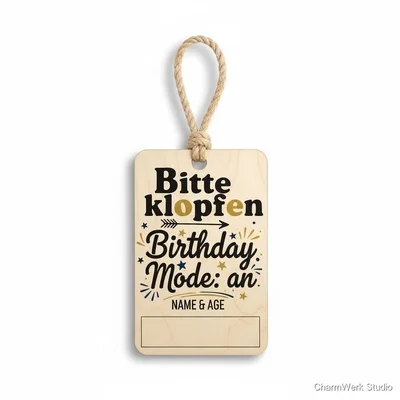 Personalisierter Türschild-Anhänger „Birthday Mode“