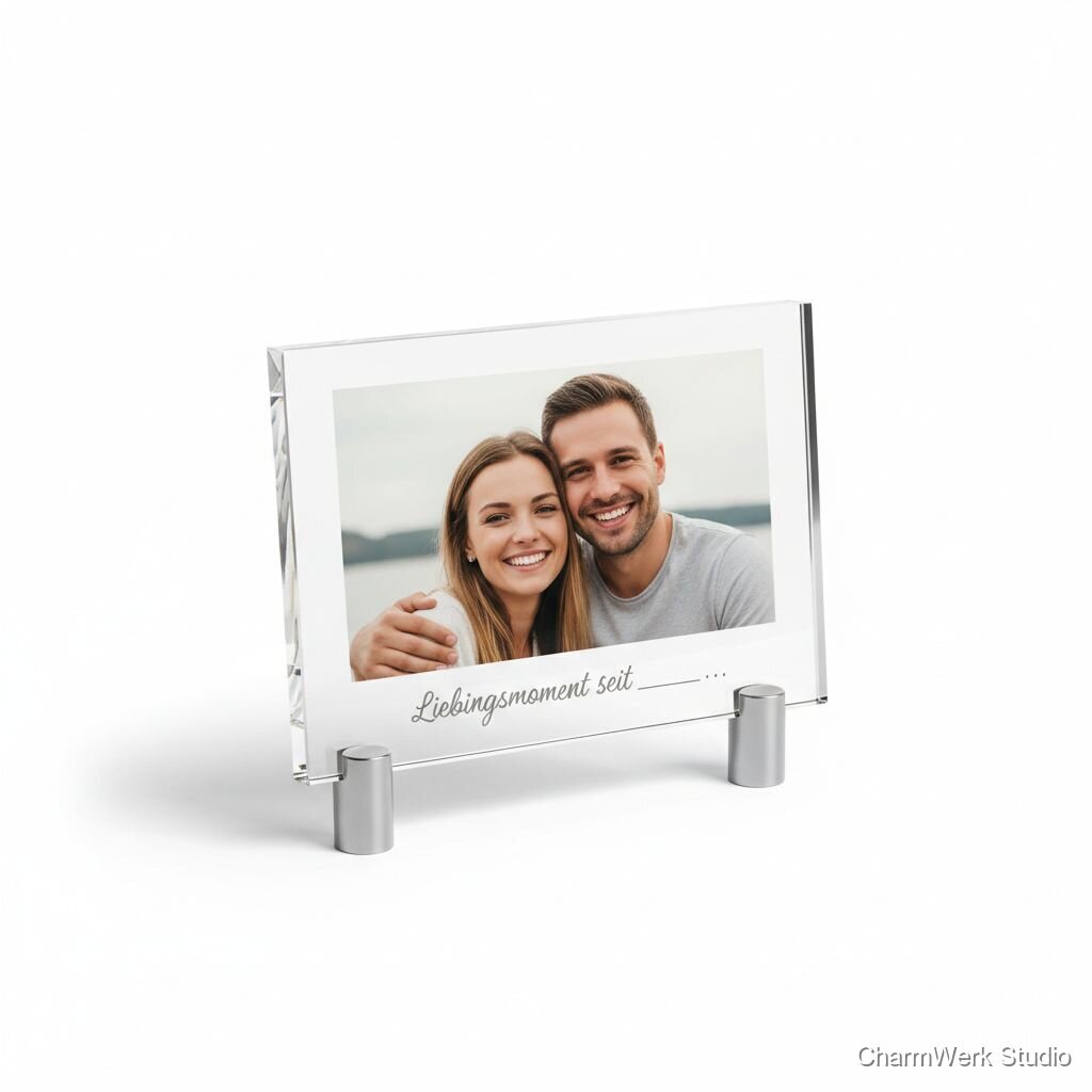 Acryl-Fotoständer mit graviertem Rahmen-Spruch