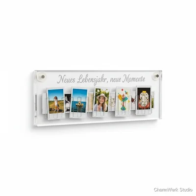 Gravierte Acryl-„Erinnerungsleiste“ für Polaroids