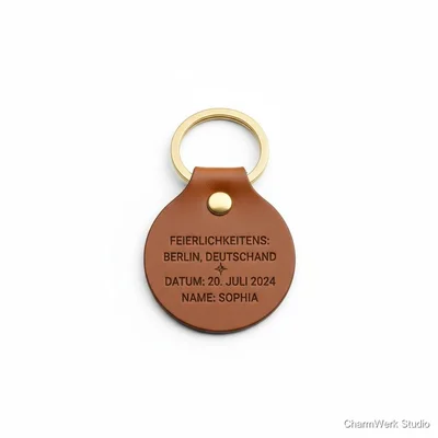 Geburtstags-Armbandtag aus Leder mit Koordinaten der Feier