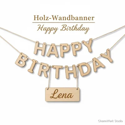 Holz-Wandbanner „Happy Birthday“ mit Namensgravur