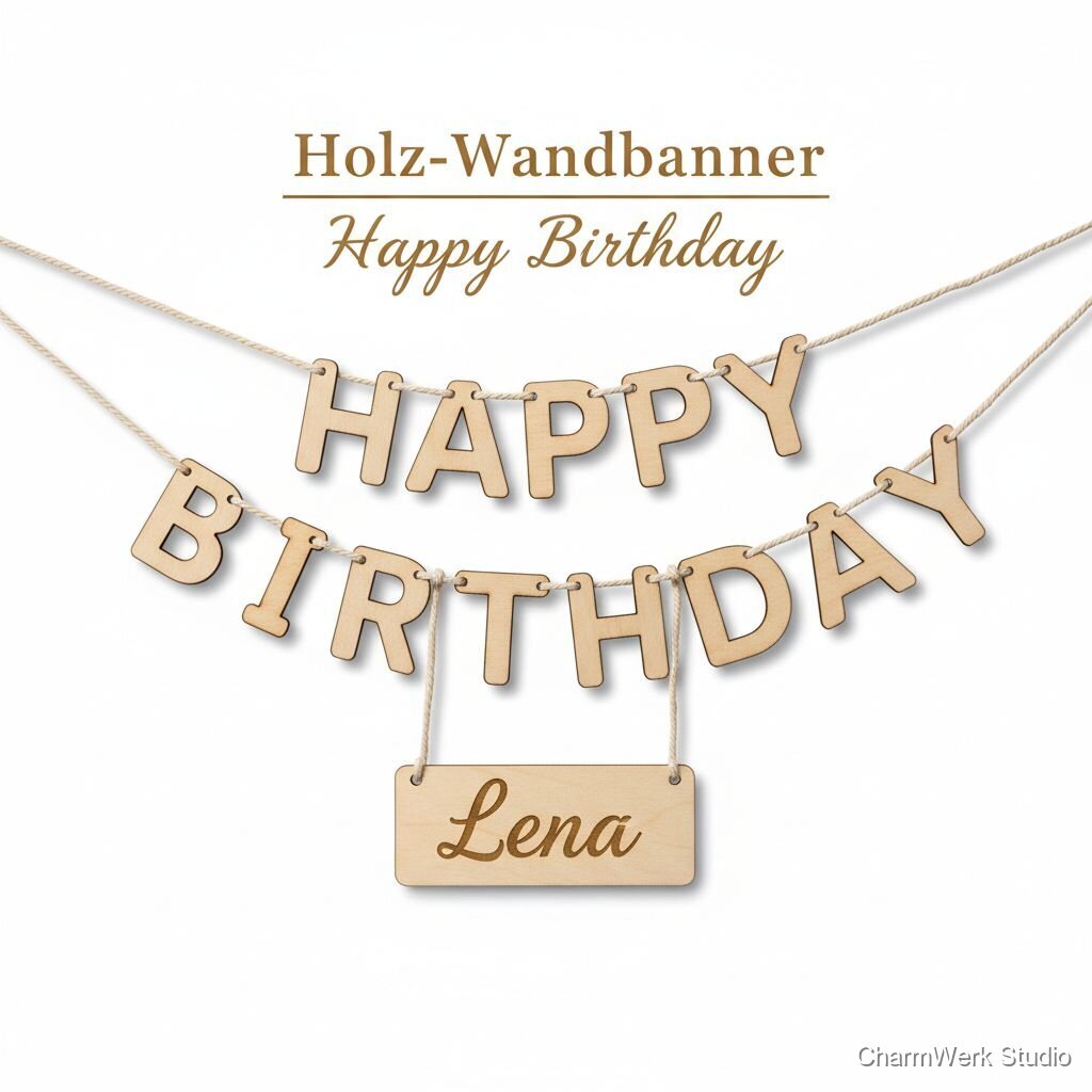 Holz-Wandbanner „Happy Birthday“ mit Namensgravur