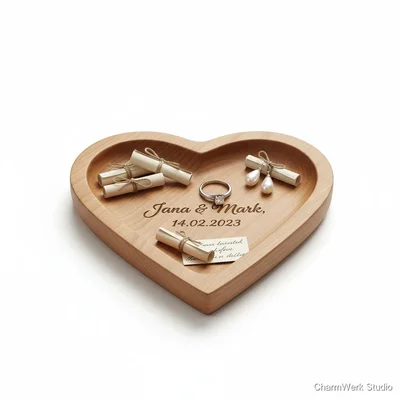 CNC-Herzschale aus Holz für Schmuck & Zettel