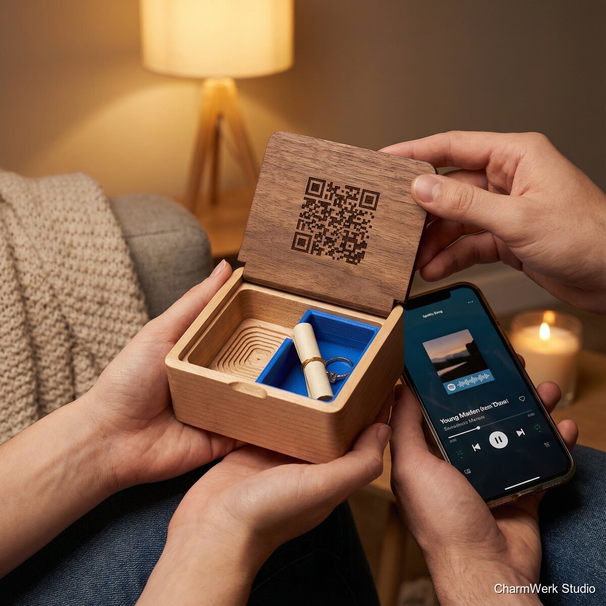 Mini-Musikbox mit QR-Song und CNC-Klangkammer - Lifestyle