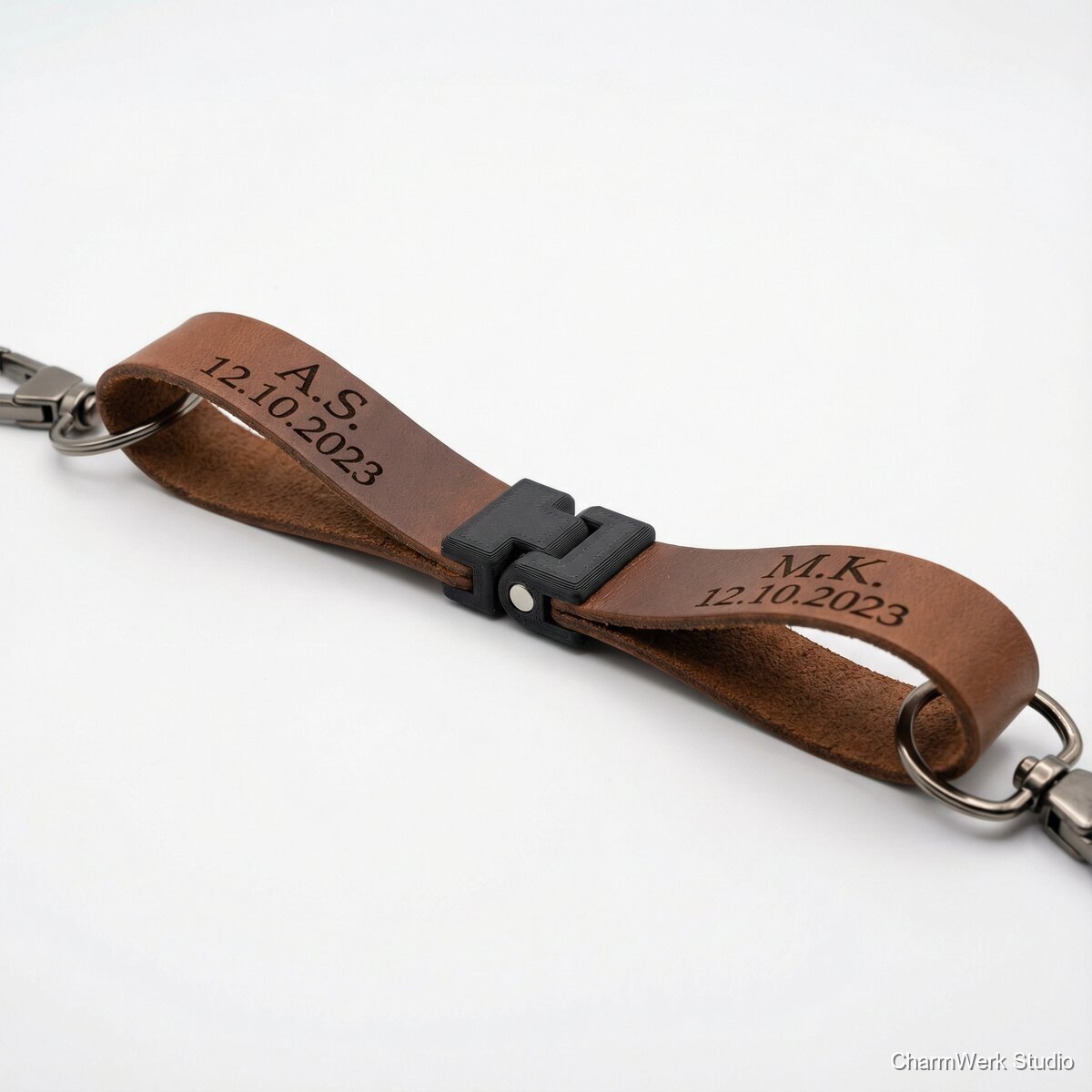 Leder-Schlüsselanhänger-Paar mit 3D-Connector