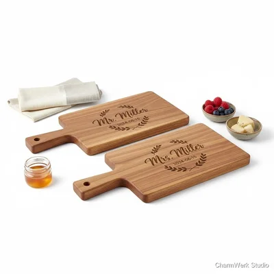 Graviertes Picknickbrett-Set „Mr & Mrs“