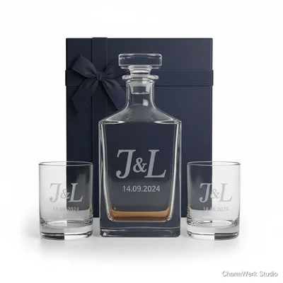 Graviertes Whisky/Spirituosen-Set mit Monogramm