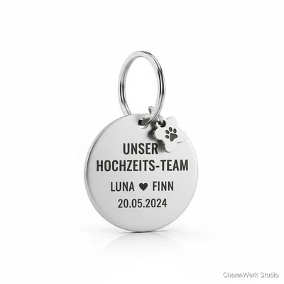 Personalisierte Hundemarke „Unser Hochzeits-Team“