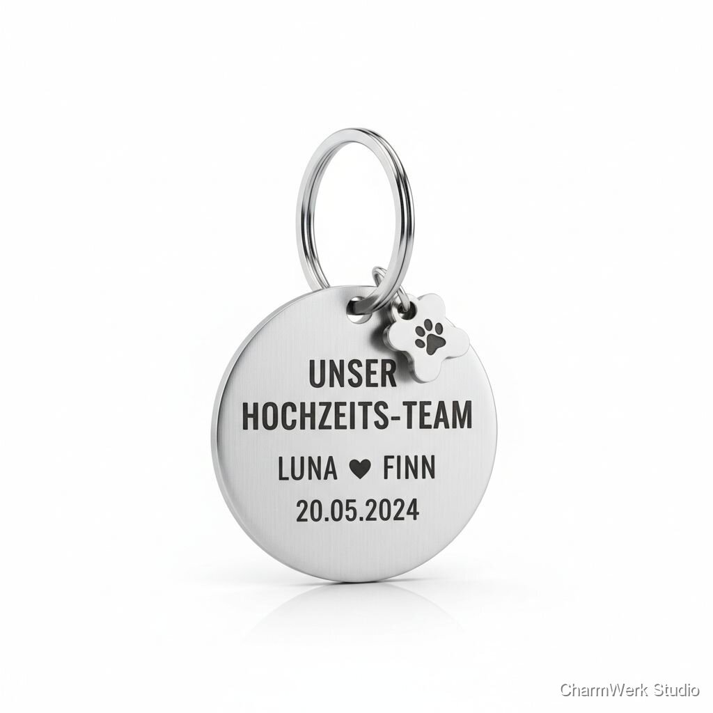 Personalisierte Hundemarke „Unser Hochzeits-Team“