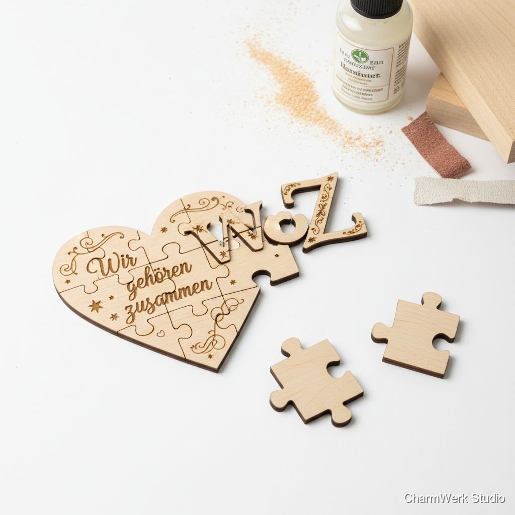 Graviertes Holzpuzzle „Wir gehören zusammen“