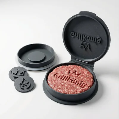 „Grillkönig“-Burgerpresse mit Namensprägung