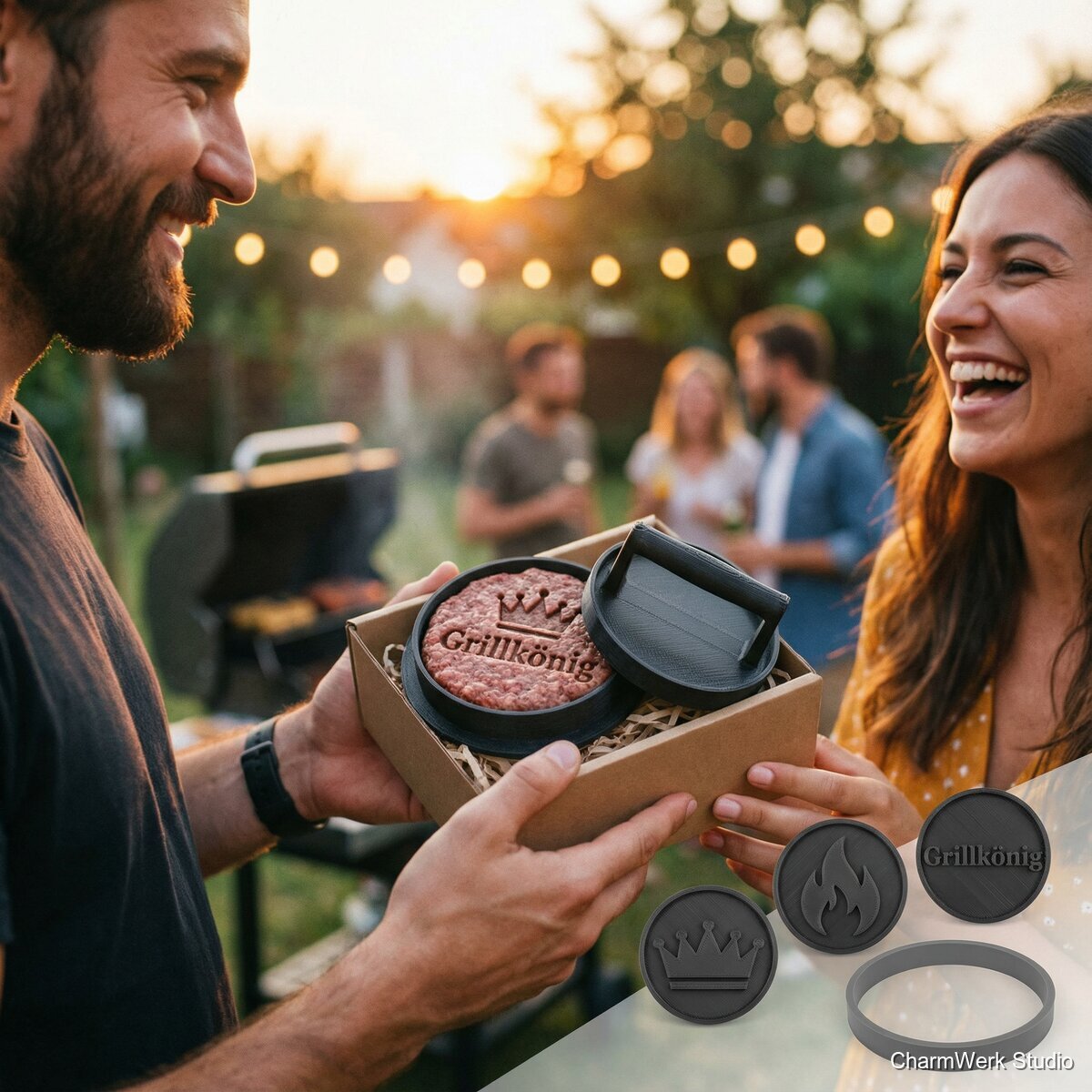 „Grillkönig“-Burgerpresse mit Namensprägung - Lifestyle