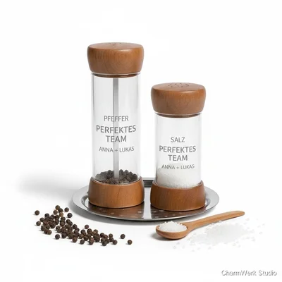 Graviertes Salz-und-Pfeffer-Set „Perfektes Team“