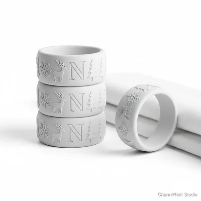 Weihnachtliche Serviettenringe „Nordic“ mit Monogramm