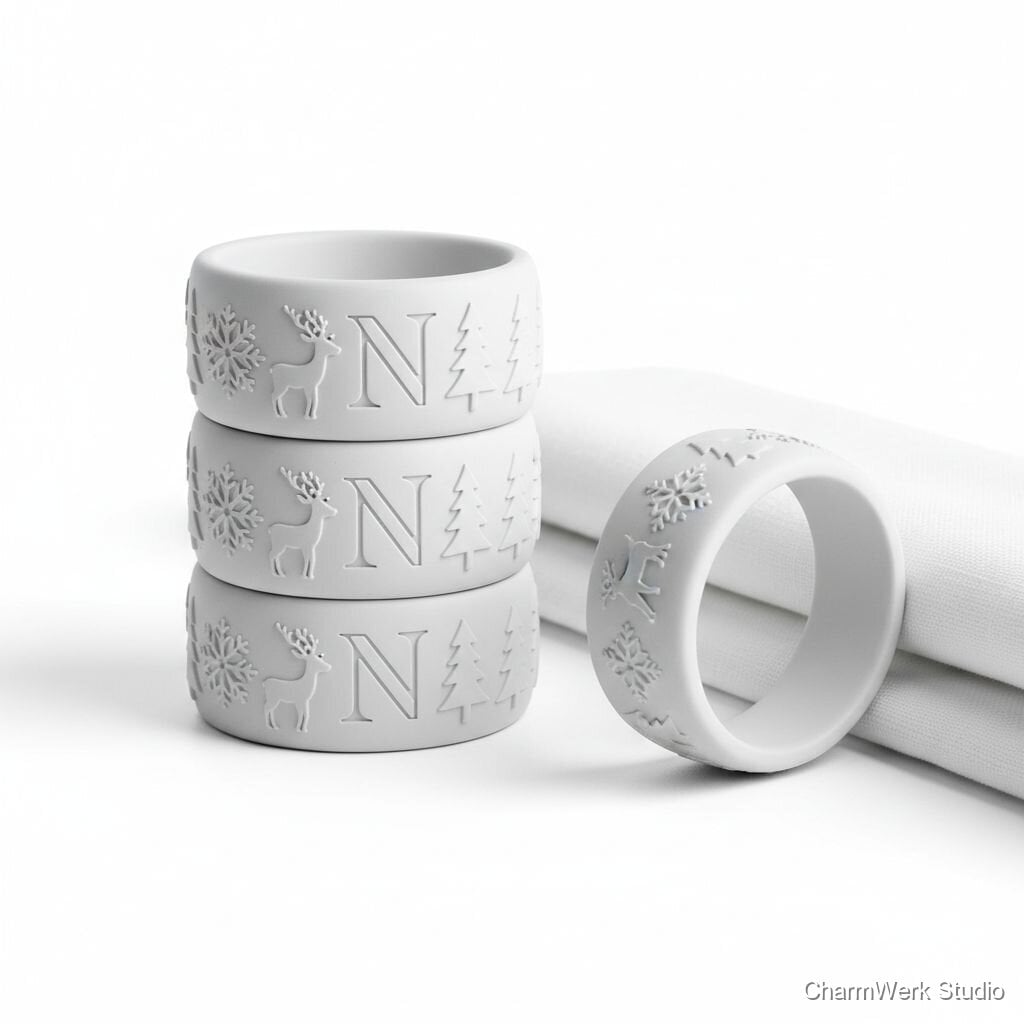 Weihnachtliche Serviettenringe „Nordic“ mit Monogramm