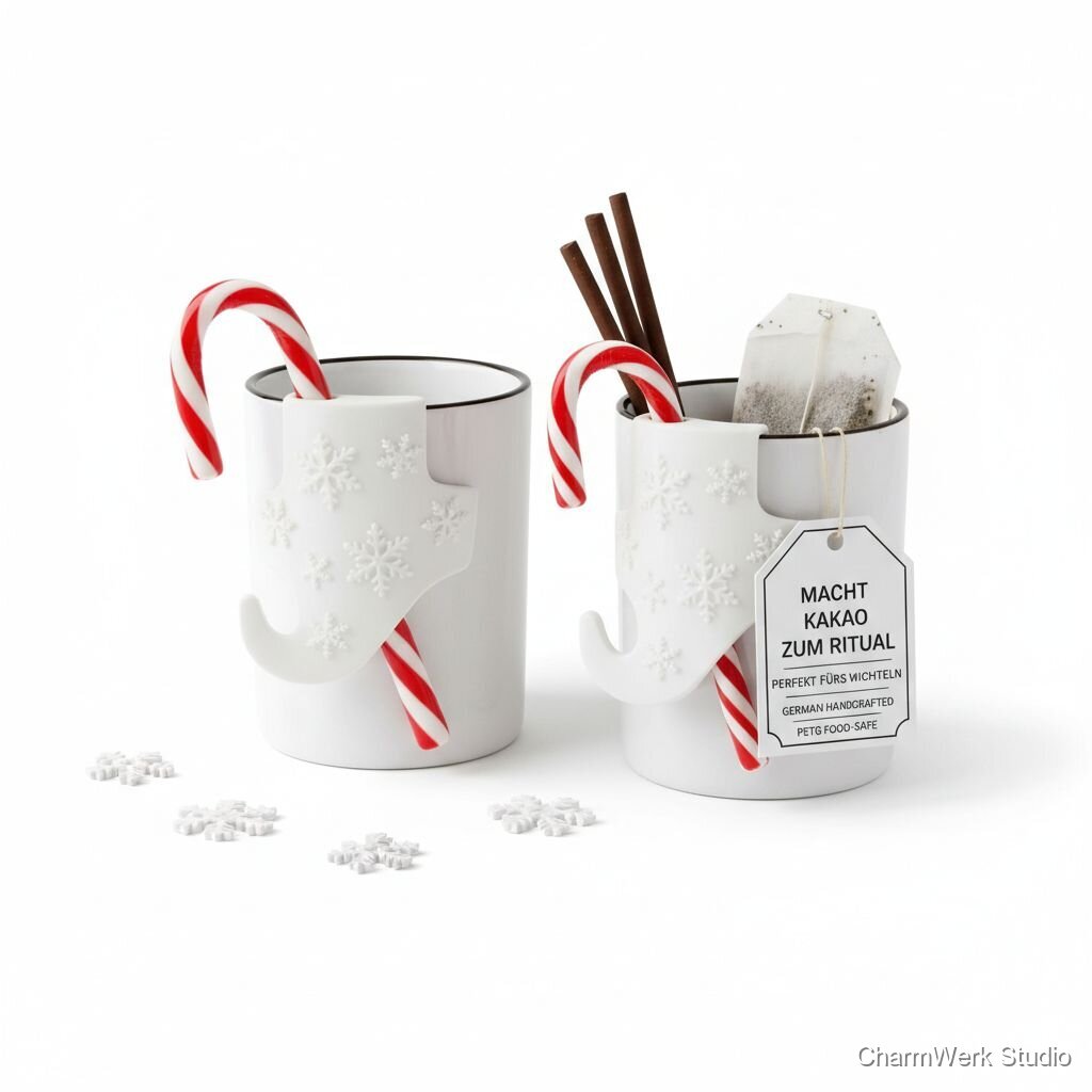 Weihnachts-„Hot Cocoa“ Tassen-Clip mit Zuckerstangenhalter