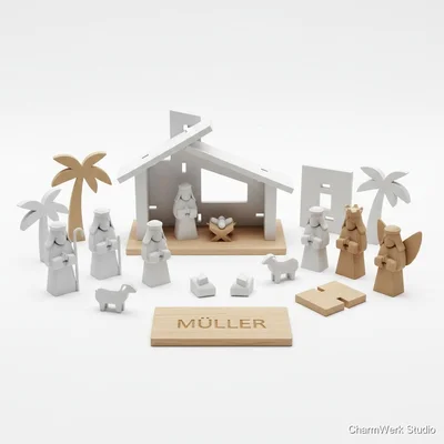 3D-gedruckte Mini-Krippe als Steckbausatz