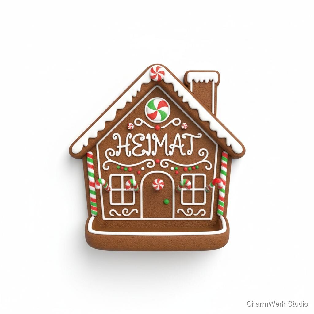 3D-gedruckte „Lebkuchenhaus“-Schlüsselablage mit Haken