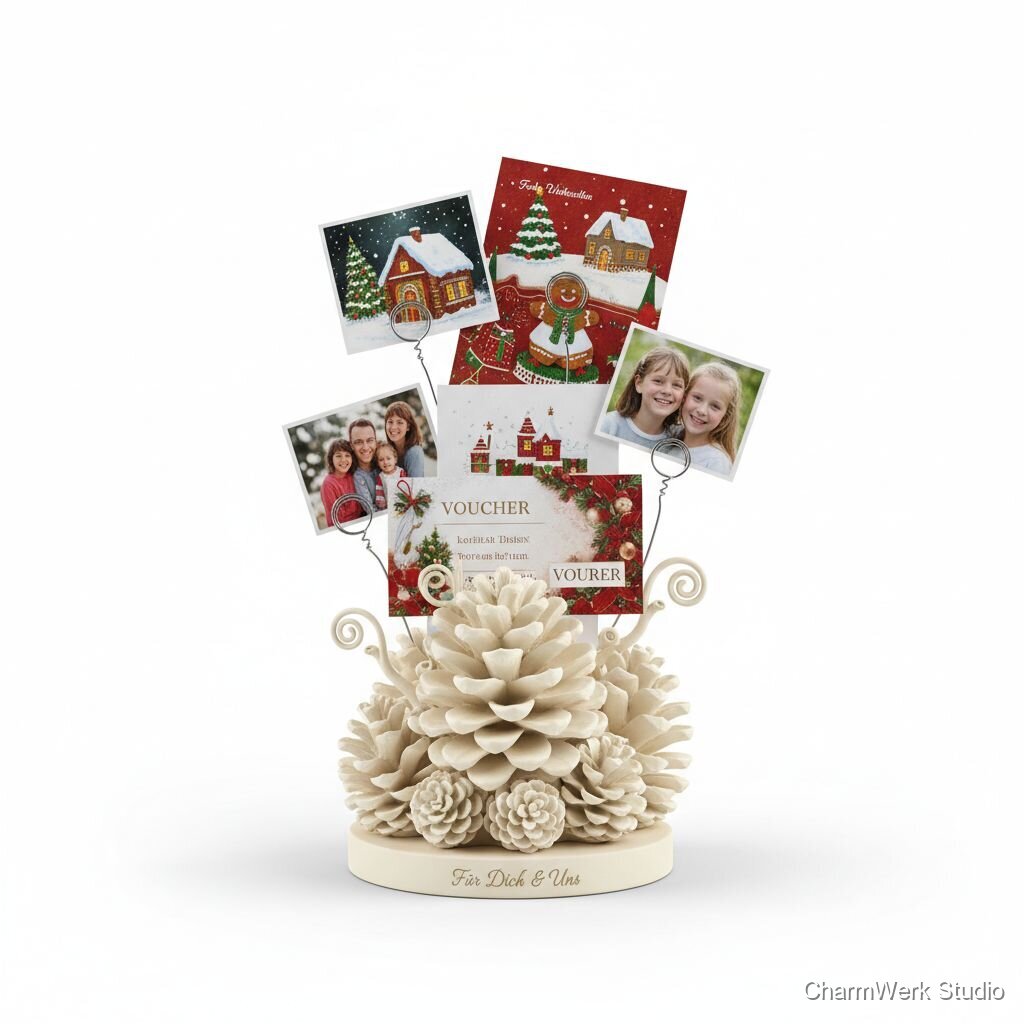 Weihnachtlicher Kartenhalter „Tannenzapfen“ fürs Sideboard
