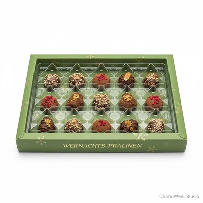 Geschenkbox-Einsatz für Pralinen in Tannenform