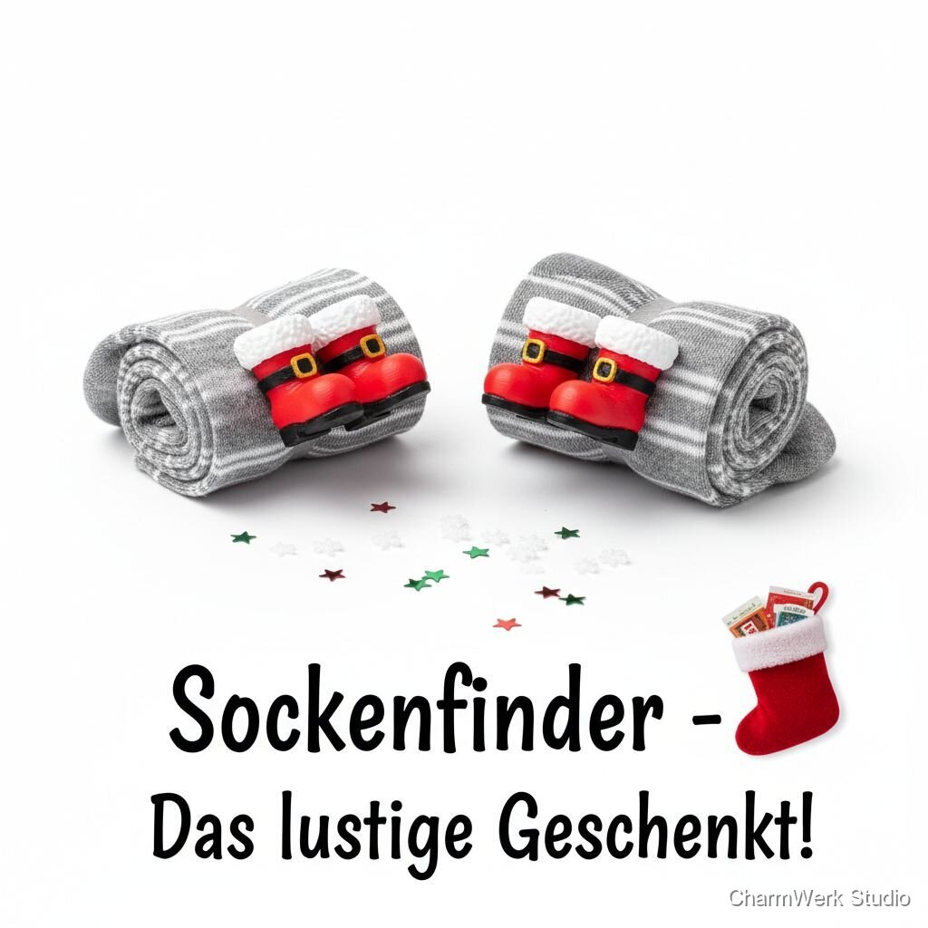 „Sockenfinder“-Clips als Weihnachtsmann-Stiefel